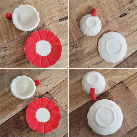 Vintage R.O.C mini snowman ceramic tea set teapot cups saucers holiday Christmas - Picture 13 of 16